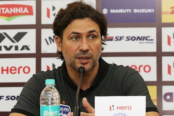 Carles Cuadrat speaks at the post-match press conference [Image: ISL]