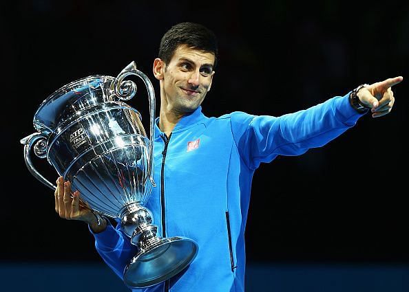 Novak Djokovic with the ATP Year End (2018) Number 1 trophy