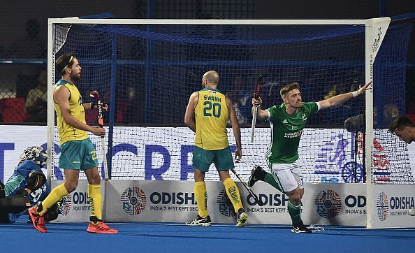 Action from the Australia v Ireland match at the Men&#039;s Hockey World Cup 2018 on Friday