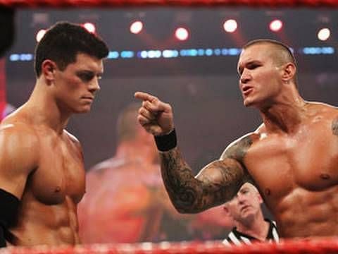 Cody and Orton facing-off in WWE