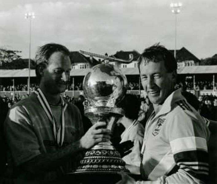 Terry Walsh with the World Cup [on the right]