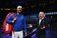Rod Laver with Roger Federer at the 2018 Laver Cup