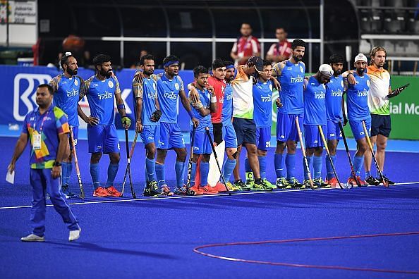 Indian hockey team at the Asian Games earlier this year