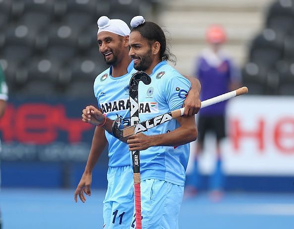 Mandeep Singh and Akashdeep Singh scored India&#039;s first two goals in the 2018 Men&#039;s Hockey World Cup.