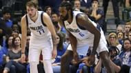 DeAndre Jordan (R) and Luka Doncic (L)
