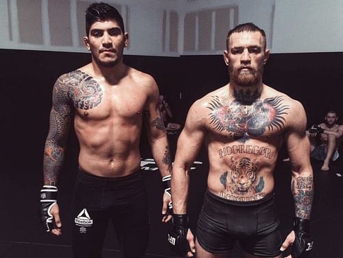 Dillon Danis (left) alongside Conor McGregor (right)