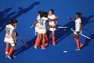The Golden Girls celebrate Neha's goal against Italy