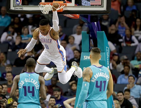 Russell Westbrook is well known for his incredible athletic ability at both ends of the court