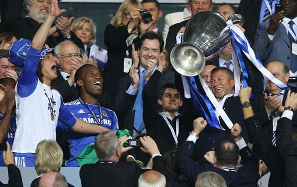 FC Bayern Muenchen v Chelsea FC - Drogba pictured in the team celebration