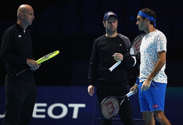 Ivan Ljubicic with Roger Federer at the 2018 Nitto ATP Finals