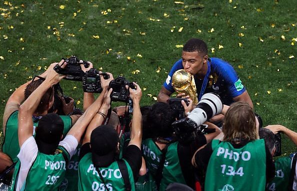 Mbappe celebrating his World Cup victory