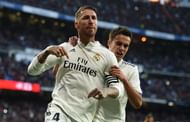 Real Madrid's Sergio Ramos celebrates his goal on Saturday