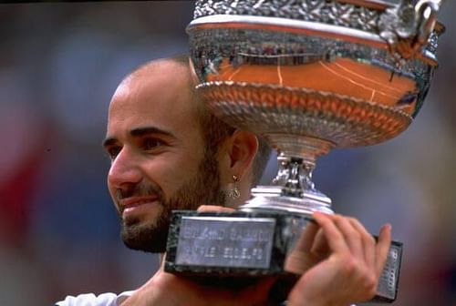 Andre Agassi with the French Open trophy