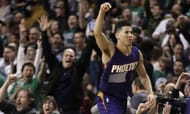 Devin Booker celebrating during his 70-point performance