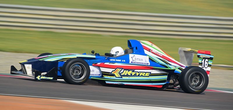 Chennai&#039;s Karthik Tharani sealed the day 1 of the 21st JK Tyre FMSCI National Racing Championship-Grand Finale at Buddh