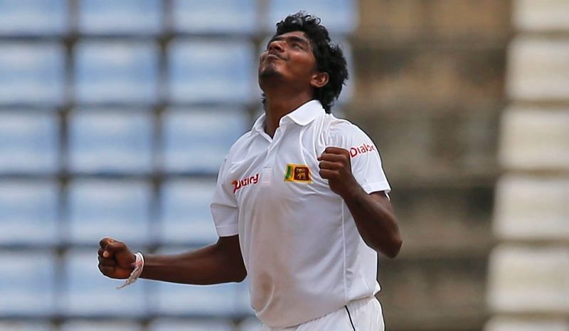Sandakan, the Sri Lankan spinner after picking up a wicket
