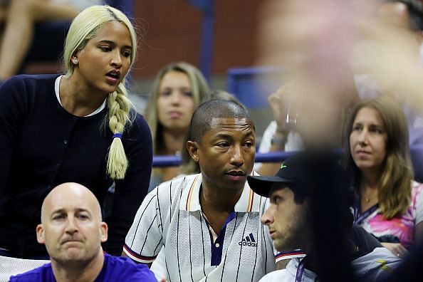 Pharell Williams in Zvrev&#039;s box at the 2017 US Open Tennis Championships