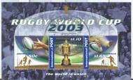 Miniature Sheet with three stamps issued by Australia on 2003 Rugby World Cup hosted by Australia