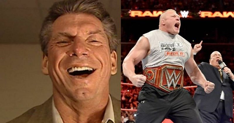 WWE boss Vince McMahon (left) will surely be looking at these dangerous Superstars who could face Brock Lesnar (center) at WrestleMania 35