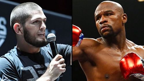 Khabib Nurmagomedov (left) and Floyd Mayweather (right)