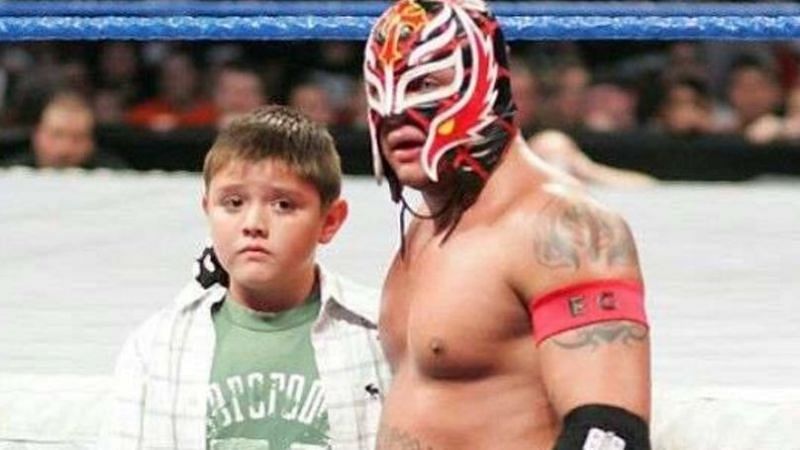 A young Dominic Gutierrez with Rey Mysterio on an episode of SmackDown.