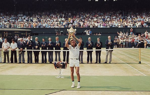Bjorn Borg with the Wimbledon Lawn Tennis Championship
