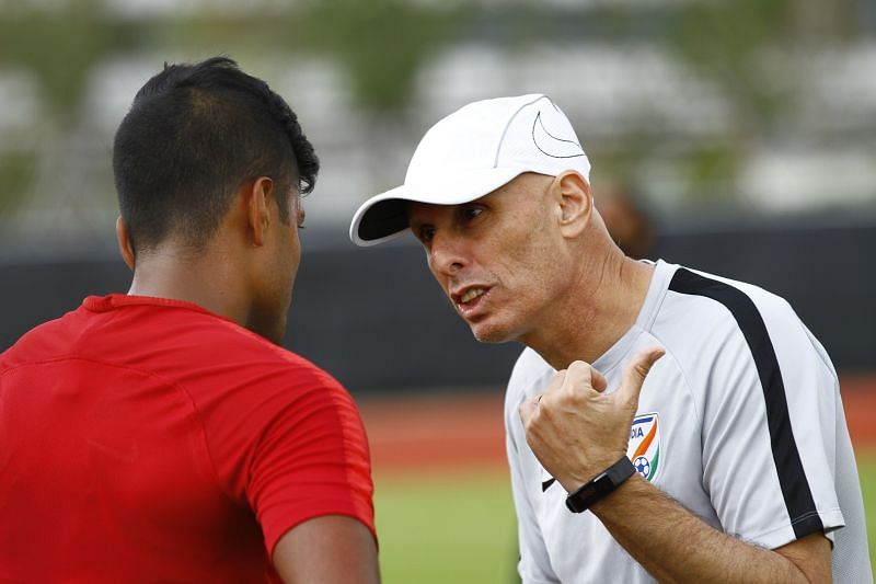 Head coach Stephen Constantine (right) has done well to persist with his core group of players, especially when the results have not gone their&Acirc;&nbsp;way. (AIFF Media)