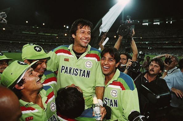 Pakistan Captain Imran Khan in the 1992 Cricket World Cup Final