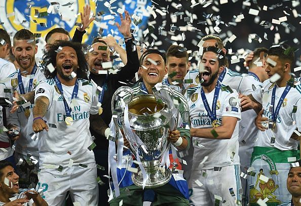 Real Madrid celebrate their 13th Champions League title after winning against Liverpool in the Final