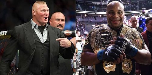 Brock Lesnar (left) and Daniel Cormier (right)