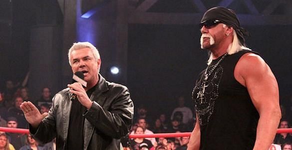 Easy E Eric Bischoff and the Immortal Hulk Hogan in TNA (now Impact wrestling.)