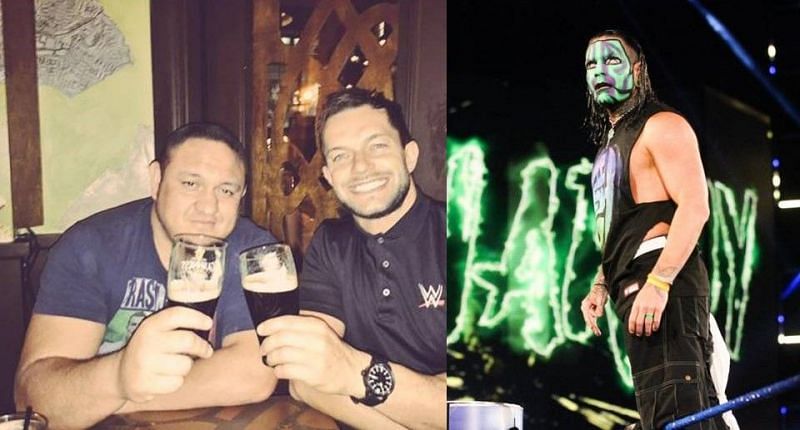 On this week&#039;s SmackDown Live episode, Samoa Joe (left) brought up Jeff Hardy&#039;s (right) real-life past struggles with alcoholism