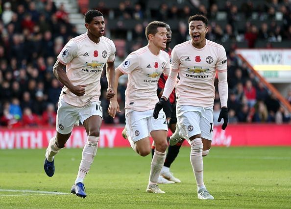 Rashford (Left) scored the winner for Manchester United against AFC Bournemouth