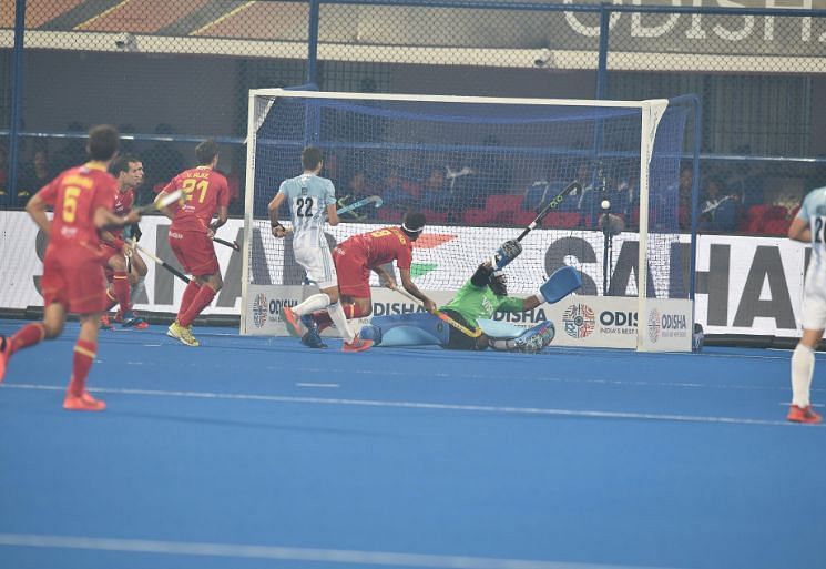 Spain&#039;s Gonzalez while scoring the first goal of the day