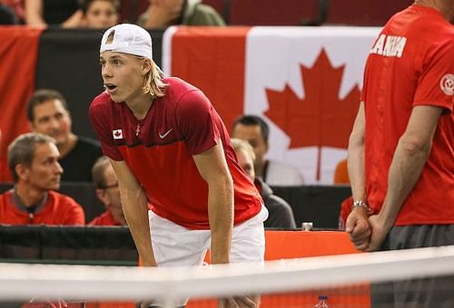 Shapovalov's reaction after accidentally hitting the umpire