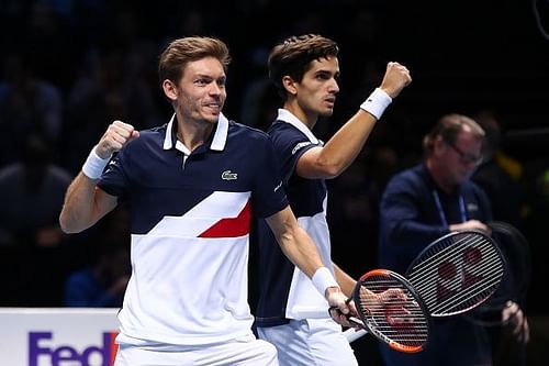 Herbert and Mahut after their semi-final victory against Cabal / Farah at the 2018 Nitto ATP Finals semi-final