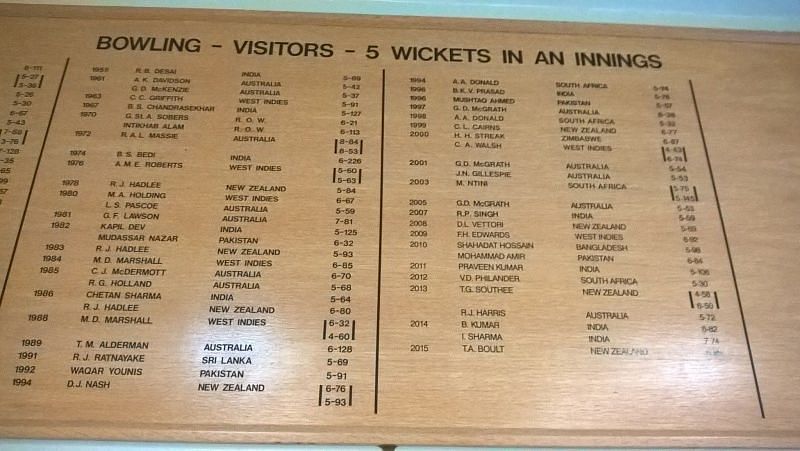 Bowling honours board - Away