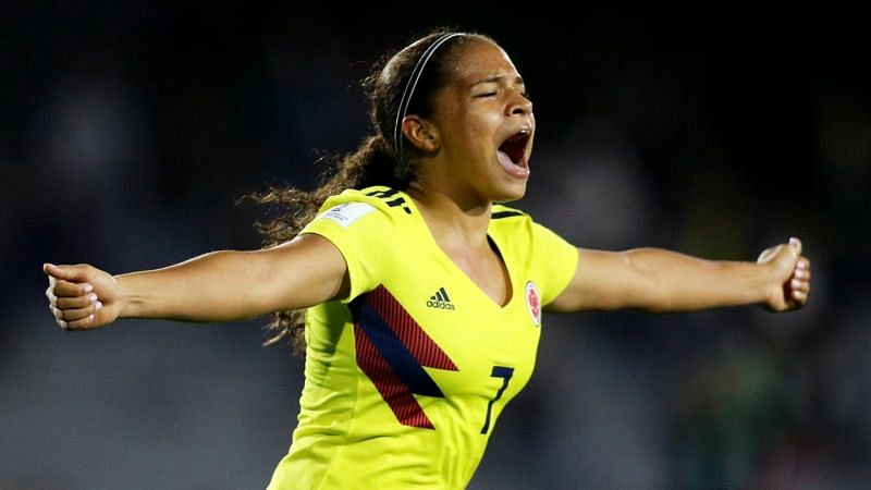 Colombian Gisela Robledo elated after scoring the equalizer (Image Courtesy: FIFA)