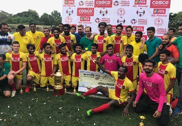 Gokulam Kerala FC with the Kerala Premier League trophy