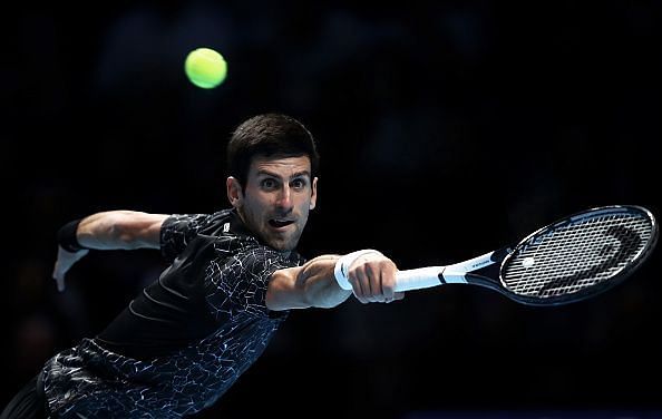 Novak Djokovic in his match against Zverev at the final of the 2018 Nitto ATP Finals