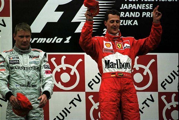 Michael Schumacher (right) won five of his record seven driver&#039;s championships at Ferrari