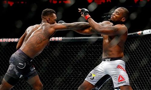 Israel Adesanya lands a bomb on Derek Brunson during their middleweight showdown at UFC 230!