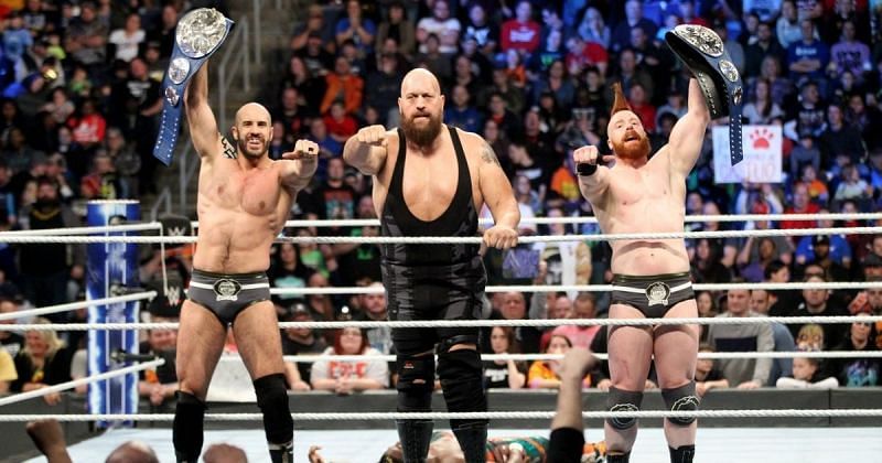 SmackDown tag team champs, The Bar, with Big Show