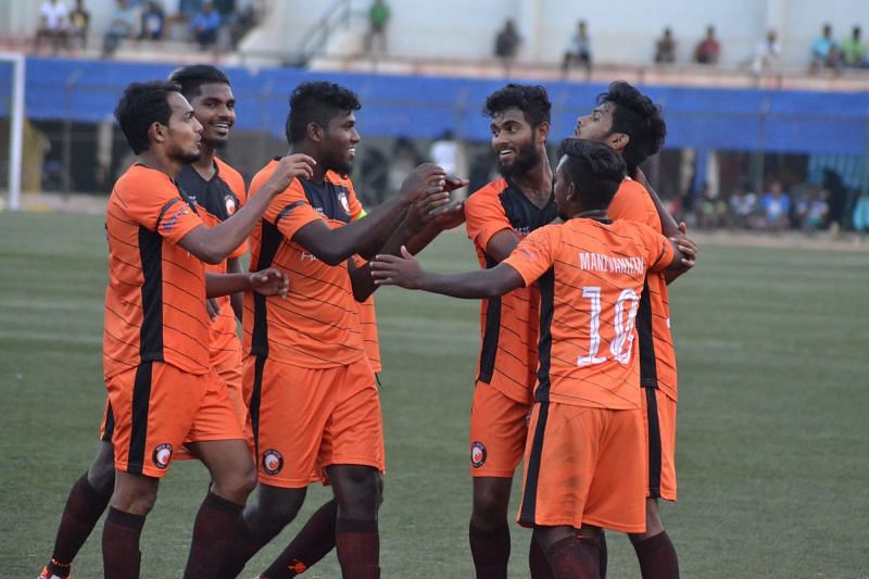 South United FC celebrate the winning goal