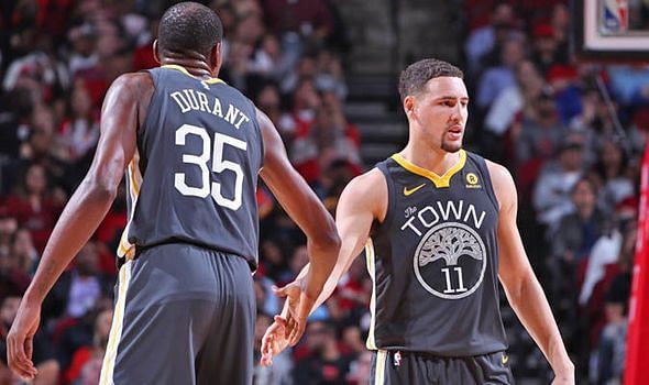 Klay Thompson and Kevin Durant led the Warriors past the Blazers. Credit: Daily Express