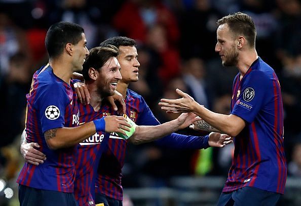 Barcelona superstars - Suarez, Messi, Coutinho, and Rakitic