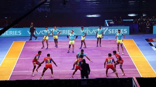 Both the teams in action. [Picture Courtesy: ProKabaddi.com]