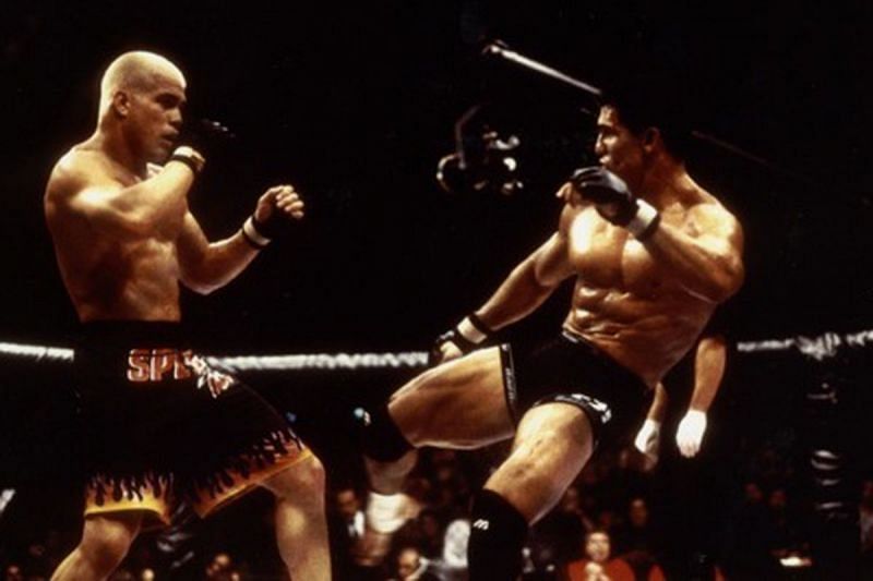 Tito Ortiz and Frank Shamrock battle in a classic encounter