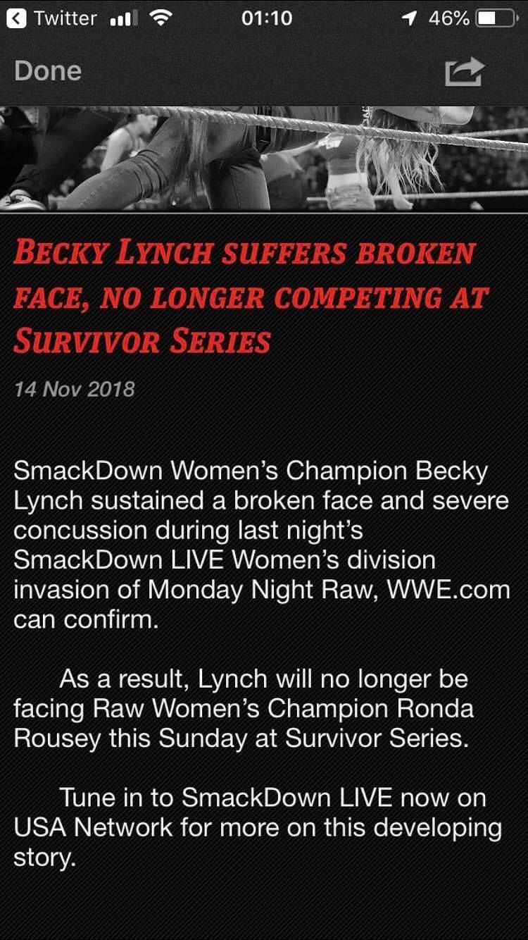 Becky Lynch won&#039;t be taking part in Survivor Series after all!