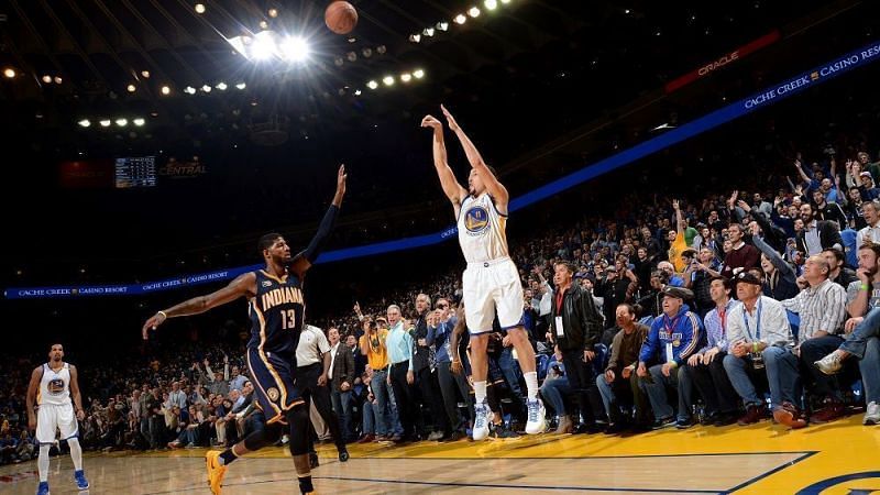 Klay Thompson was on fire from distance. Credit: ESPN